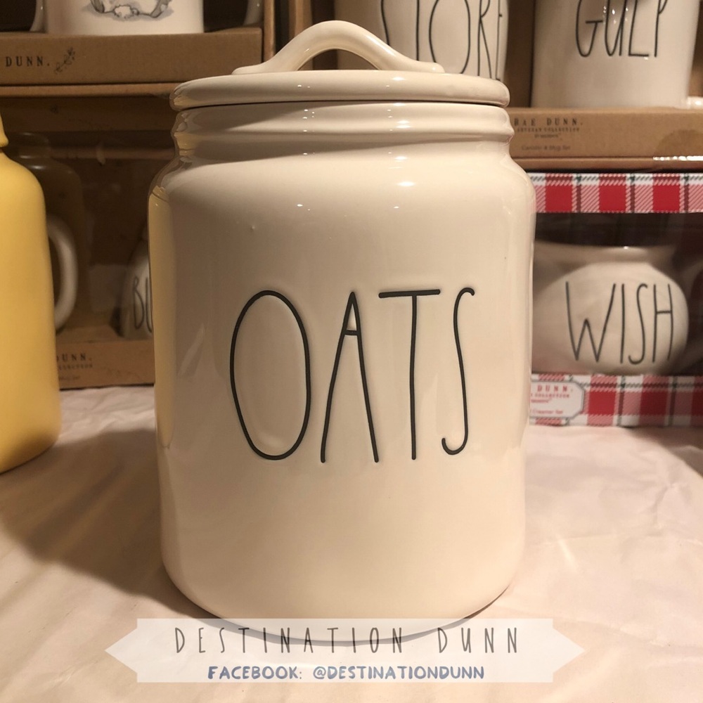 White Rae Dunn OATS Canister